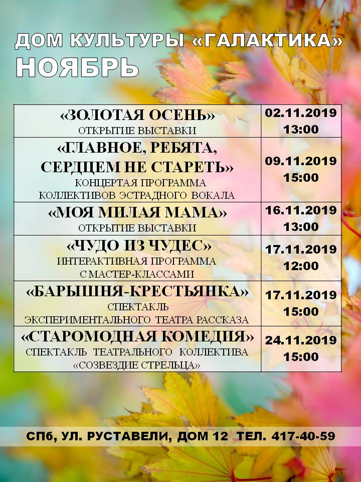 Афиша 12 ноября. Дом культуры Галактика. Дом культуры Галактика Санкт-Петербург. ДК Галактика Руставели 12 афиша. ДК Галактика Воронеж карта.